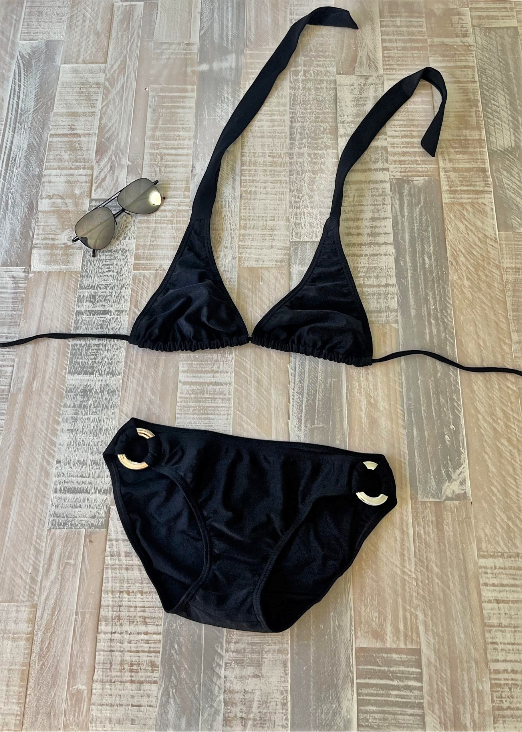 Miami Girl | Black halter top with cheeky black bottom female swimwear ...